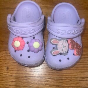 CROCS Kids' Lavender Slippers with Cute Charms